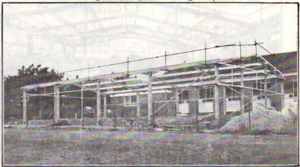 Steel framework of the new Scout headquarters under construction in 1981